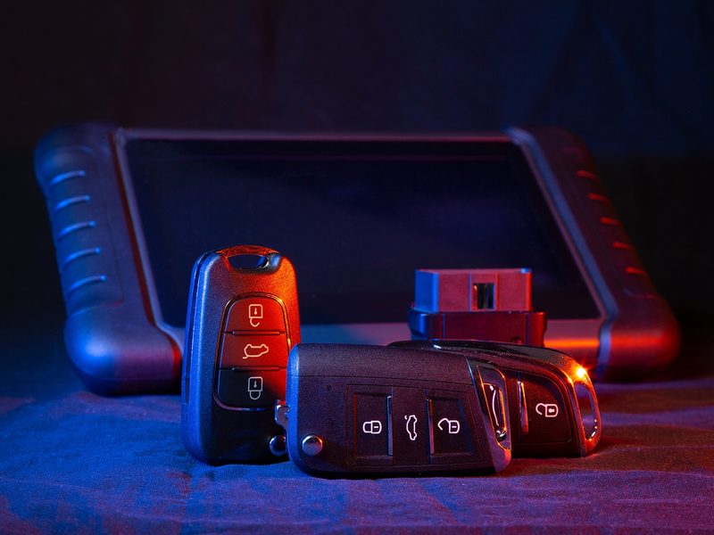 Automotive diagnostic tool used to program car key fobs