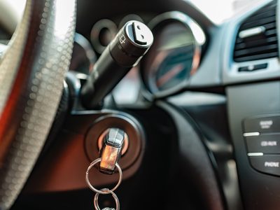 Car key inserted into a vehicle's ignition